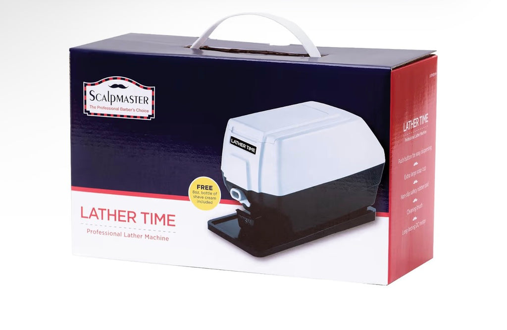 Scalpmaster Professional Hot Lather Machine with Extra Large Soap Cup, Push Button Dispensing, Quick Heating DC Motor, Non-Slip Safety Pad & 8 oz Shave Cream