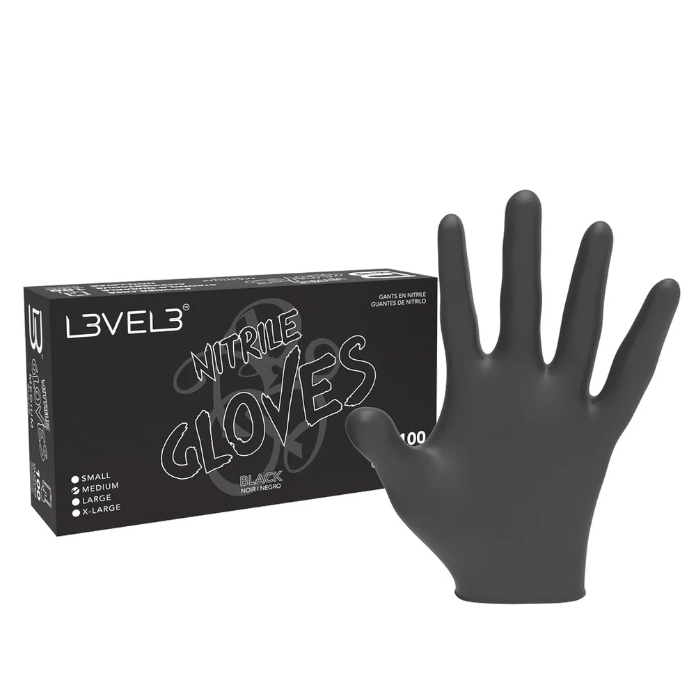 LEVEL 3 Professional Nitrile Gloves 100pk - Black