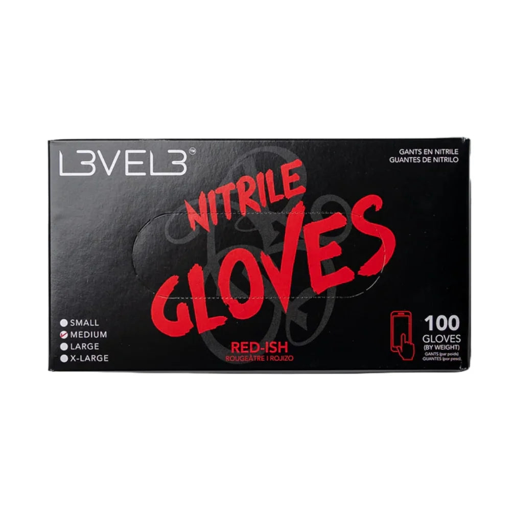 LEVEL 3 Professional Nitrile Gloves 100pk - Red-ish