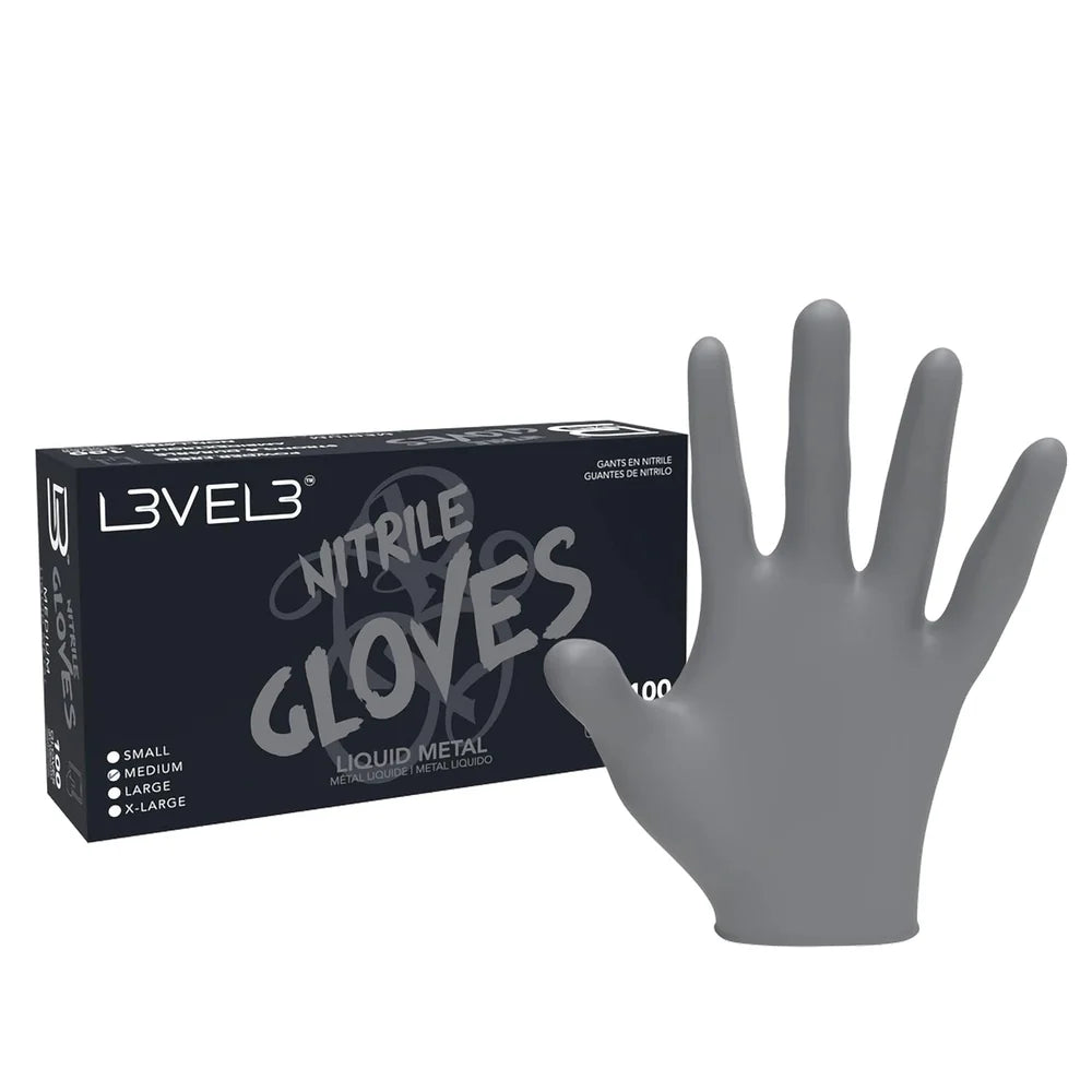 LEVEL 3 Professional Nitrile Gloves 100pk - Liquid Metal