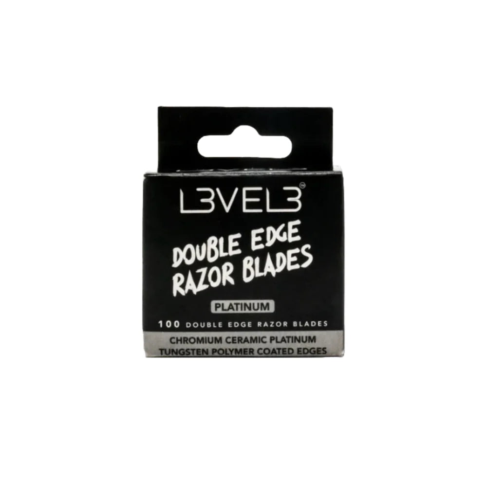 LEVEL 3 Double Edge Chromium Ceramic Platinum Replacement Razor Blades - 100ct