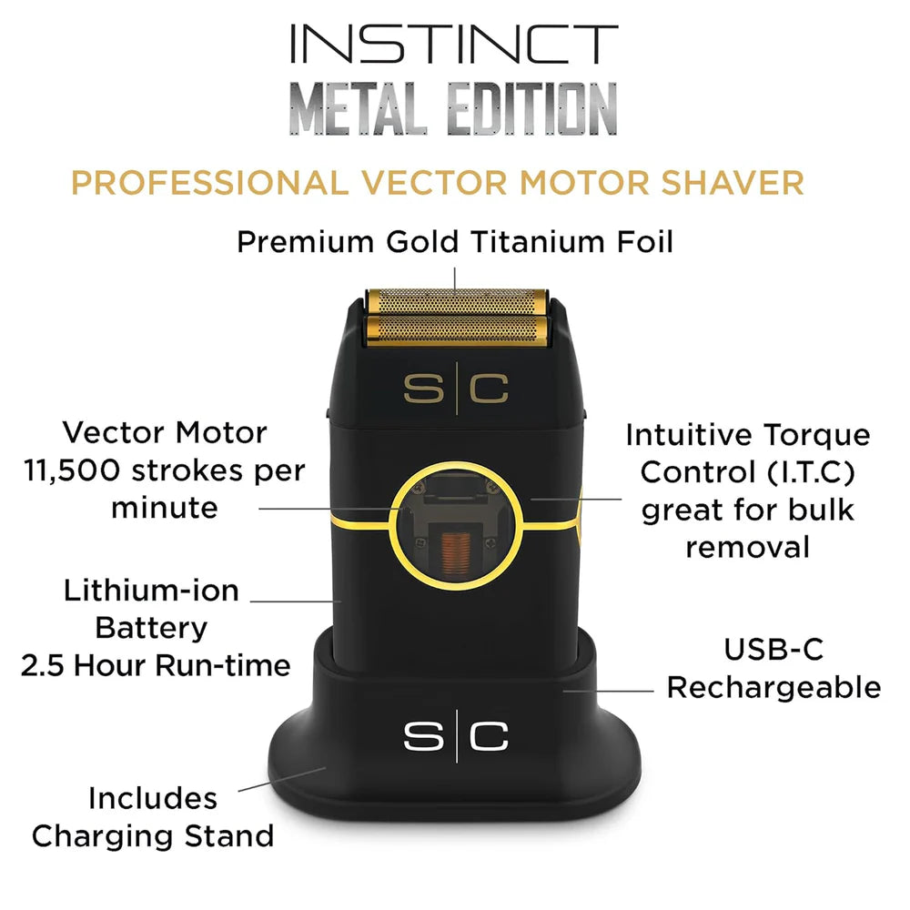 StyleCraft Instinct Metal Double Foil Shaver w/ IN2 Vector Motor & Intuitive Torque Control