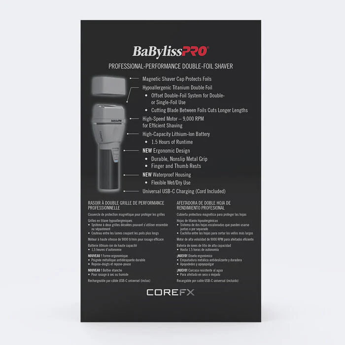 BaBylissPRO CoreFX Cordless Double Foil Shaver