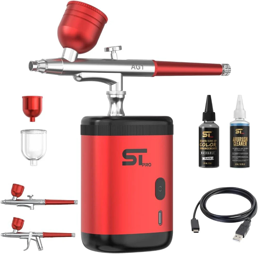 Supreme Trimmer Color Enhancement Airbrush Compressor Kit -Red