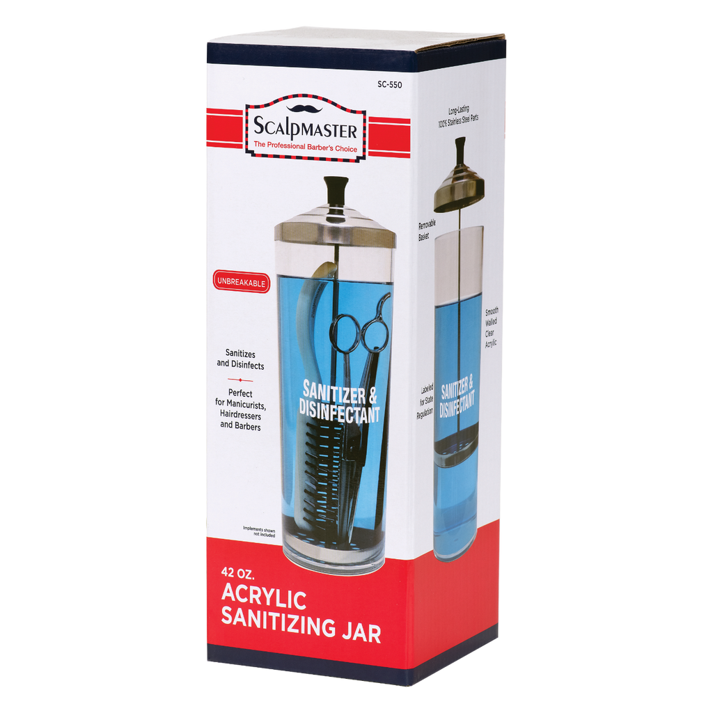 Burmax SC-550 Scalpmaster Barber Acrylic Sanitizing Jar - 42 oz.