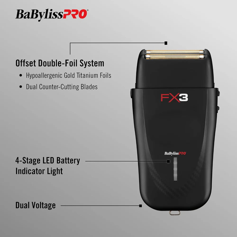 BaBylissPRO FX3 Matte Black Professional High Speed Foil Shaver