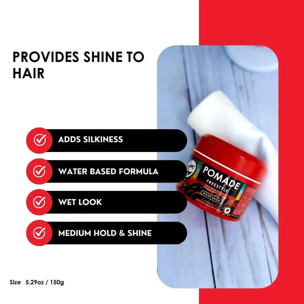 Rolda FreeStyle Pomade Medium Hold Medium Shine Water Based w/ Inca Inchi Extract