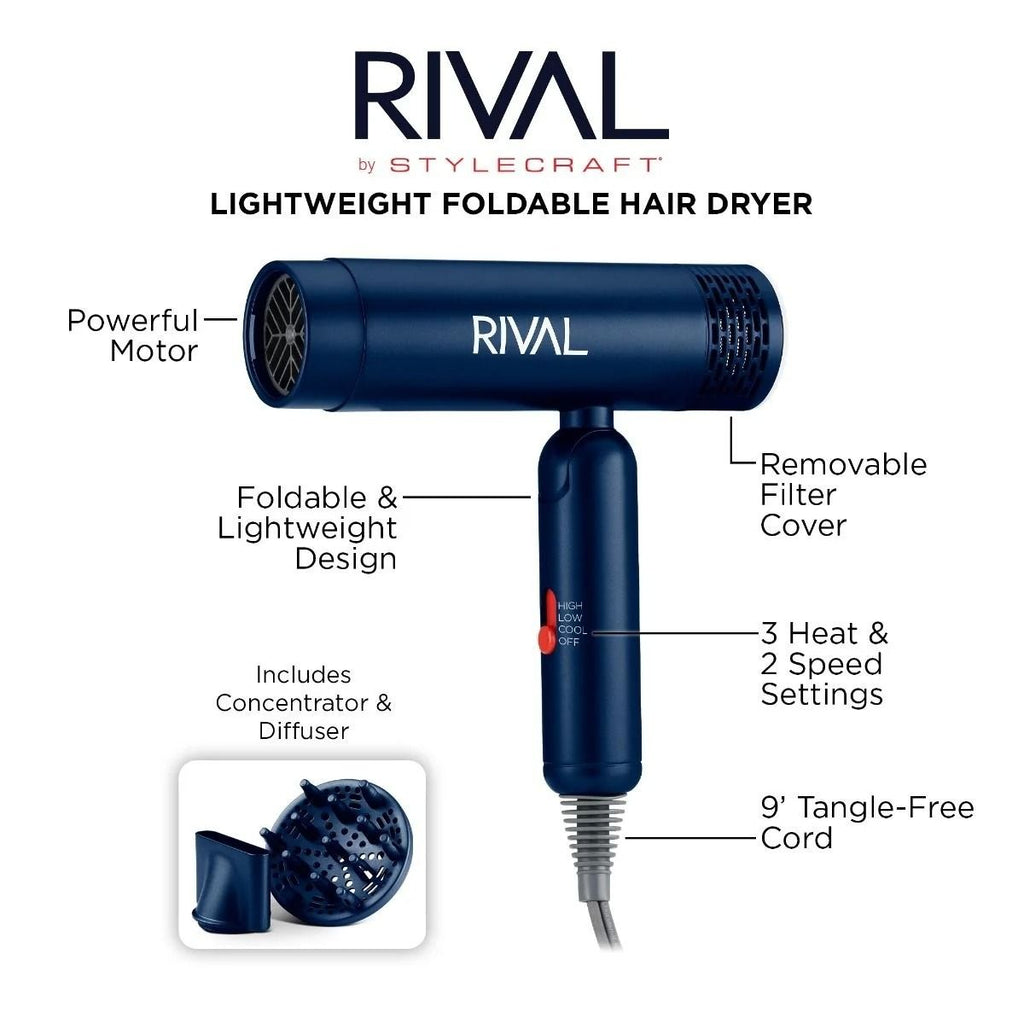 Stylecraft RIVAL Lightweight Foldable Hair Dryer