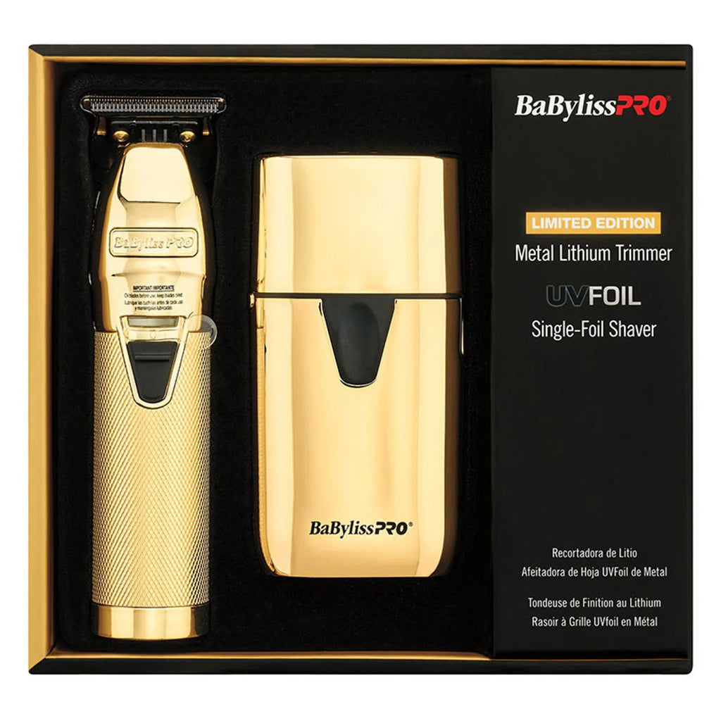 Babyliss Limited Edition Gold FX Trimmer & UV Single-Foil Shaver Set
